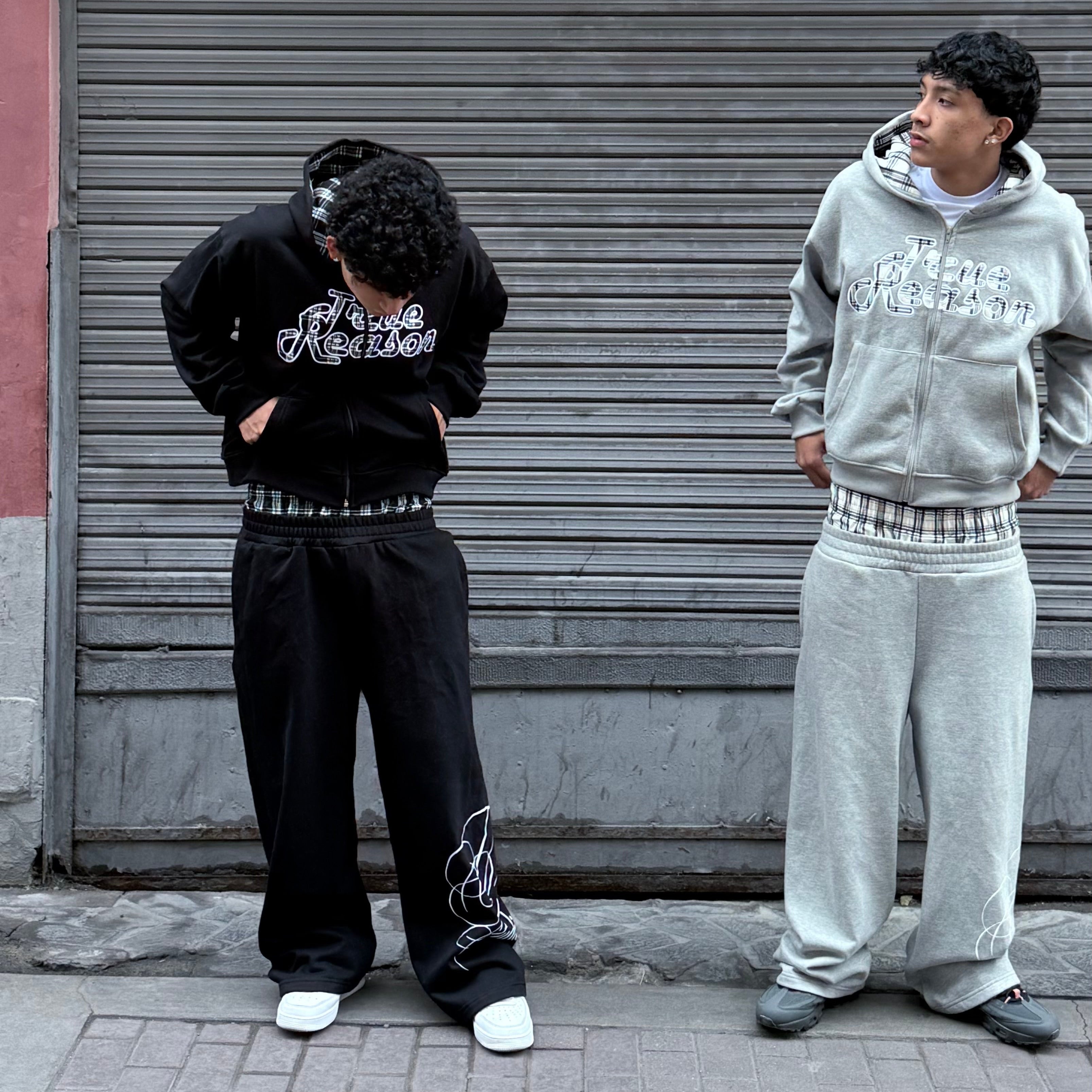 Buzo Doble Pretina "Amerikan" Negro Baggy